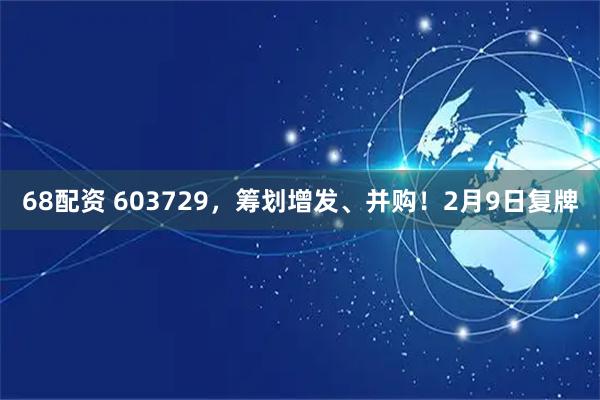 68配资 603729，筹划增发、并购！2月9日复牌